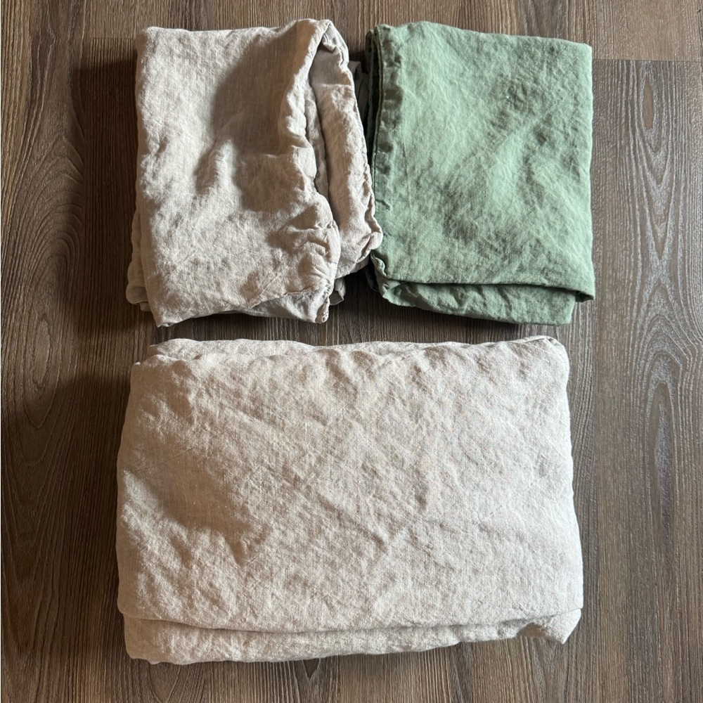 Len.Ok Linen Sheet Set - Queen Fitted, 4x Pillow Cases